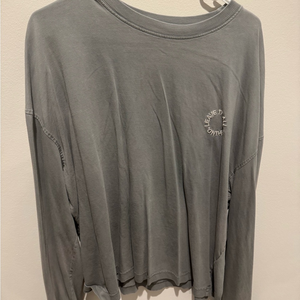 Gray/Blue “Leave it all Behind” Long Sleeve Men’s Shirt - Size Large